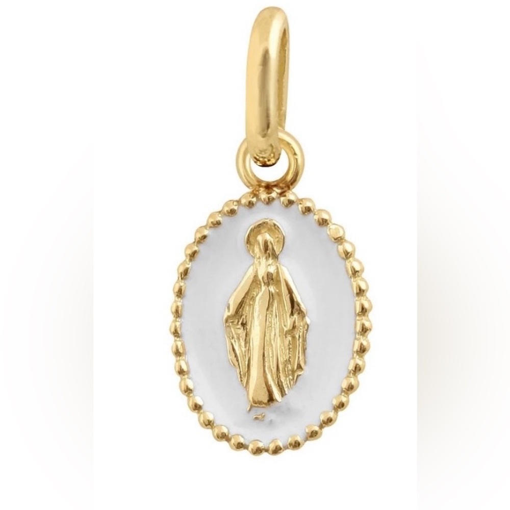 Gigi Clozeau Madone white Resin Pendant in Yellow Gold charm necklace